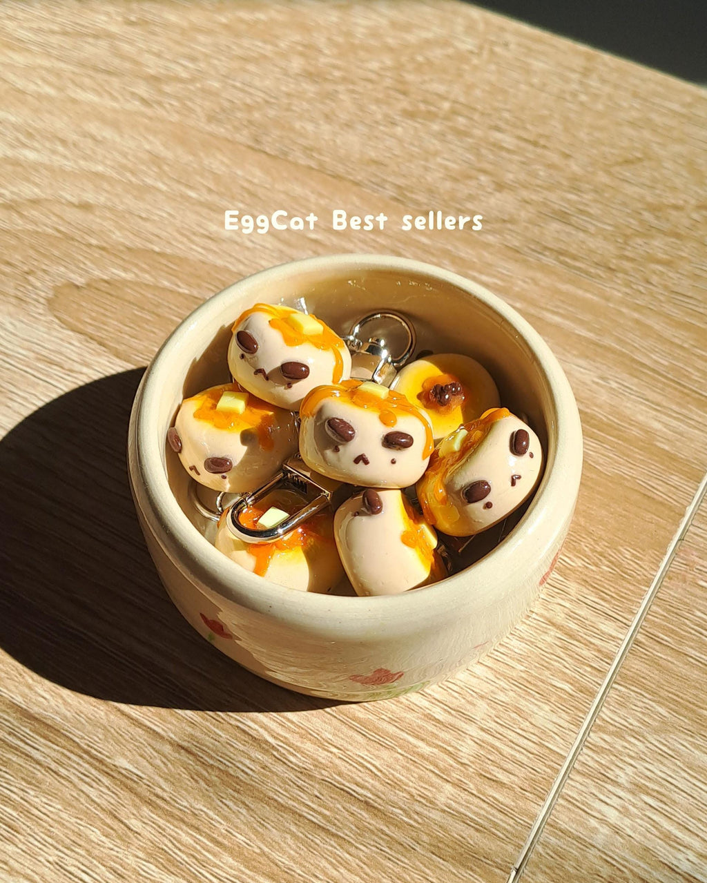 Souffle Pancake Keychain, Grumpy Kawaii Charm