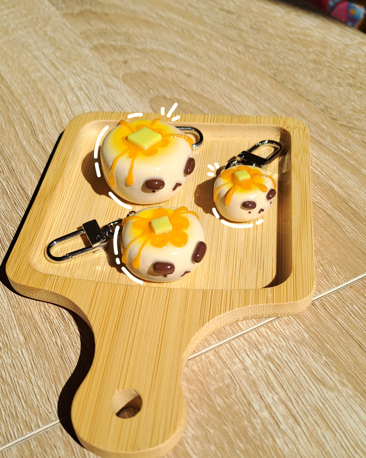 Souffle Pancake Keychain, Grumpy Kawaii Charm